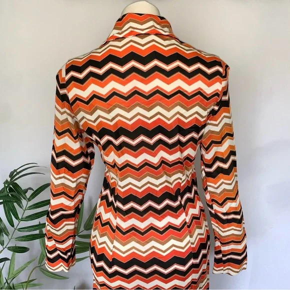 v i n t a g e :: Authentic Mod Zig Zag Chevron Dagger Buttoned Dress - Picture 4 of 14